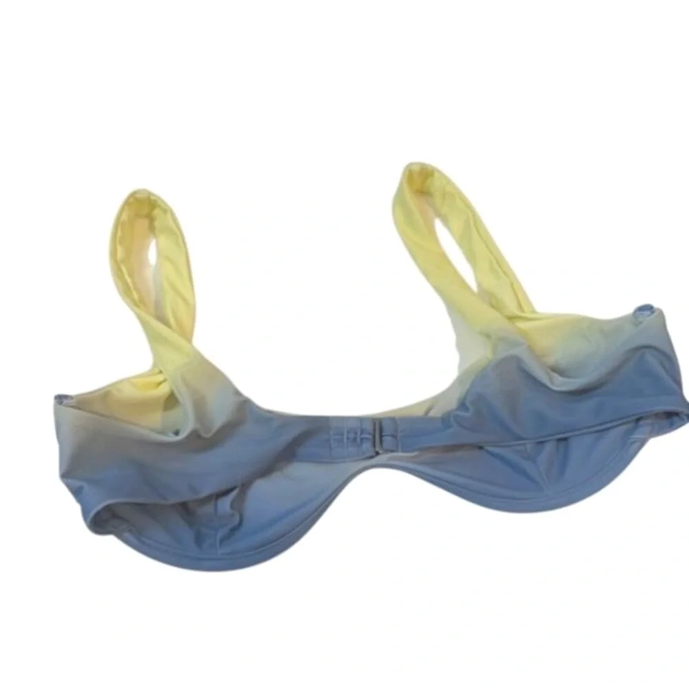 Lovers and Friends Danya Bikini Top in Yellow & Blue Ombre Full Width Wired M